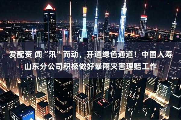 爱配资 闻“汛”而动，开通绿色通道！中国人寿山东分公司积极做好暴雨灾害理赔工作