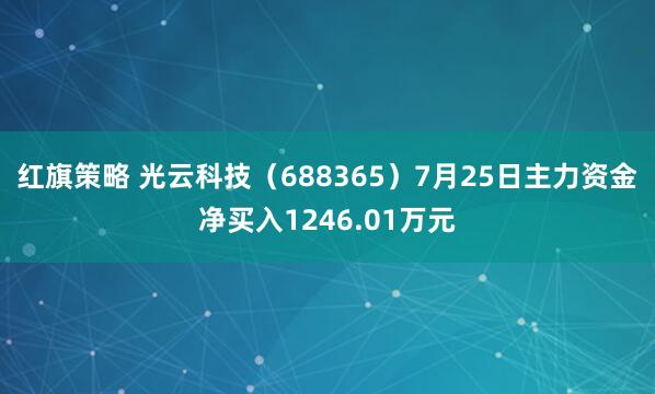 红旗策略 光云科技（688365）7月25日主力资金净买入1246.01万元