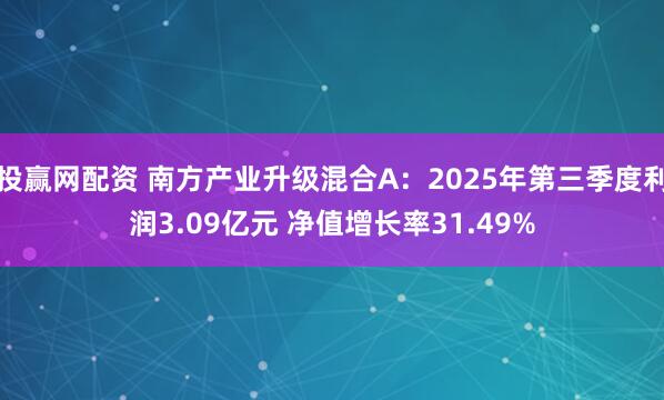 投赢网配资 南方产业升级混合A:2025年第三季度利润3.09亿元 净值增长率31.49%