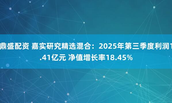 鼎盛配资 嘉实研究精选混合:2025年第三季度利润1.41亿元 净值增长率18.45%