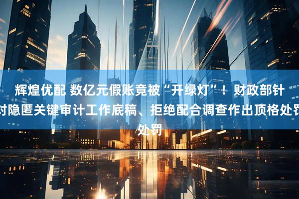 辉煌优配 数亿元假账竟被“开绿灯”！财政部针对隐匿关键审计工作底稿、拒绝配合调查作出顶格处罚